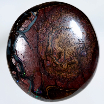 SOLID BOULDER OPAL Sparkling green fire amongst patterned boulder opal